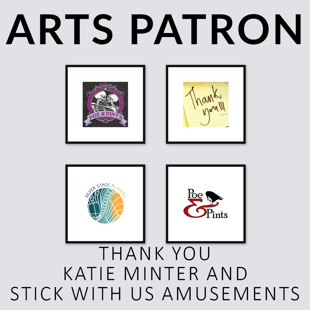Silver Stage Players Arts patron Thank You Katie Minter and Stick With Us Amusements. graphic.